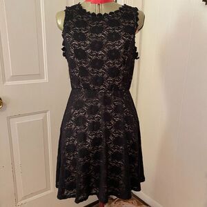 As U Wish Boho Sleeveless Black Lace Lined Dress Size L
